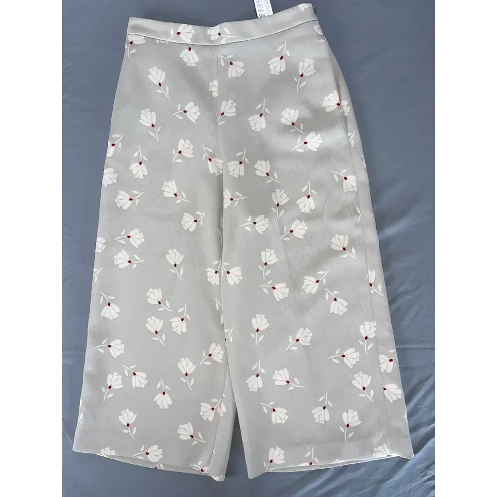 ZARA Basic Wide Leg Crop Kick Flare Lightweight Casual Pants. Women's XS, MINT - Picture 1 of 5